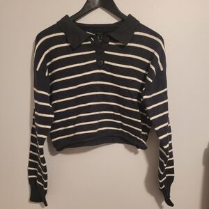 Striped Black and White Long Sleeve Top